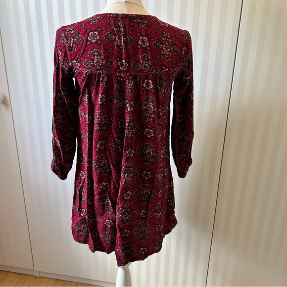 American Eagle red floral boho swing tunic top Size XS - Picture 4 of 9